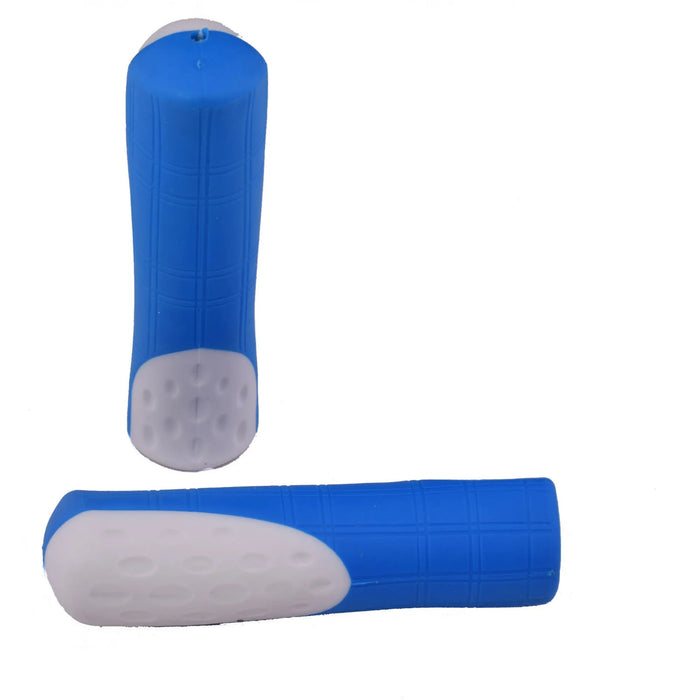 Blue and White Junior Kid's Bike Handlebar Grips 115mm 22.2mm Bar