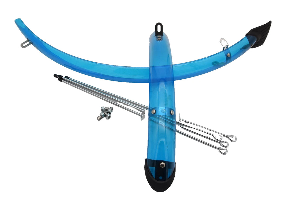 MIDI MUDGUARDS 700c HYBRID 28” TREKKING BIKES HALF SIZE 45mm TRANSLUSCENT BLUE