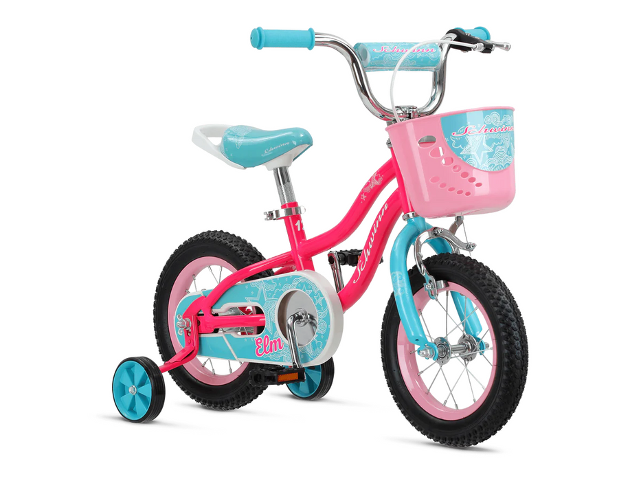 Schwinn Elm 12" Wheel Pink Kids Bike With Stabilisers