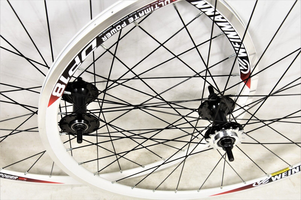 Fixie Rims 700c Pair White 700c Fixie Flip Flop Wheels Sealed Bearing Hubs Weinmann DP