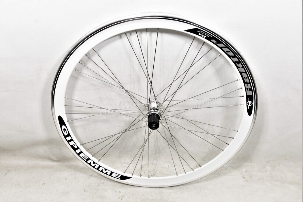 700c Gipiemme Raktor 42mm Deep Wall Rim Bike Wheels Shimano Cassette Hub White