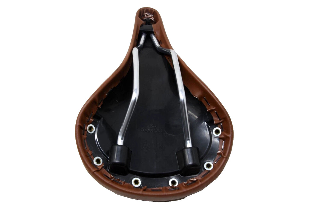 Bike Seat Classic Style Brown Leather Look Riveted Bicycle Fixie Mens Saddle