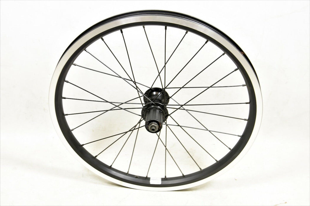 20 X 1.75 Rear Folding Bike MTB Wheel, Black Dual Wall Shimano 8-9 Speed Cassette