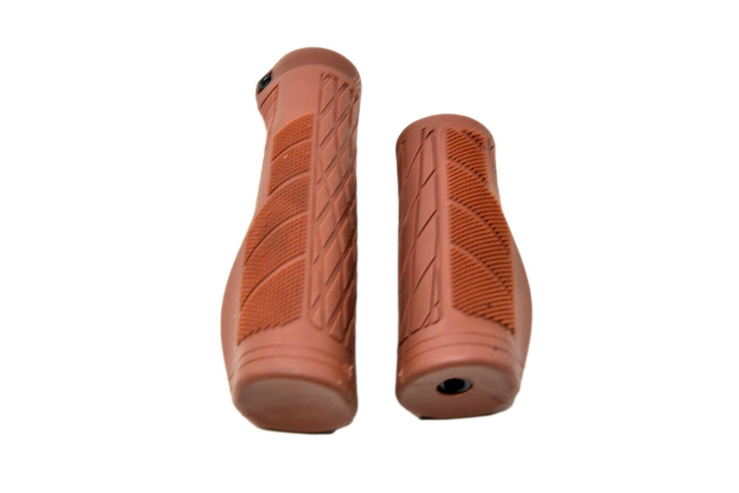 Brown Lock On Bike Handlebar Grips 2 Sizes 92/132mm Ergo Shaped For Twist Shift