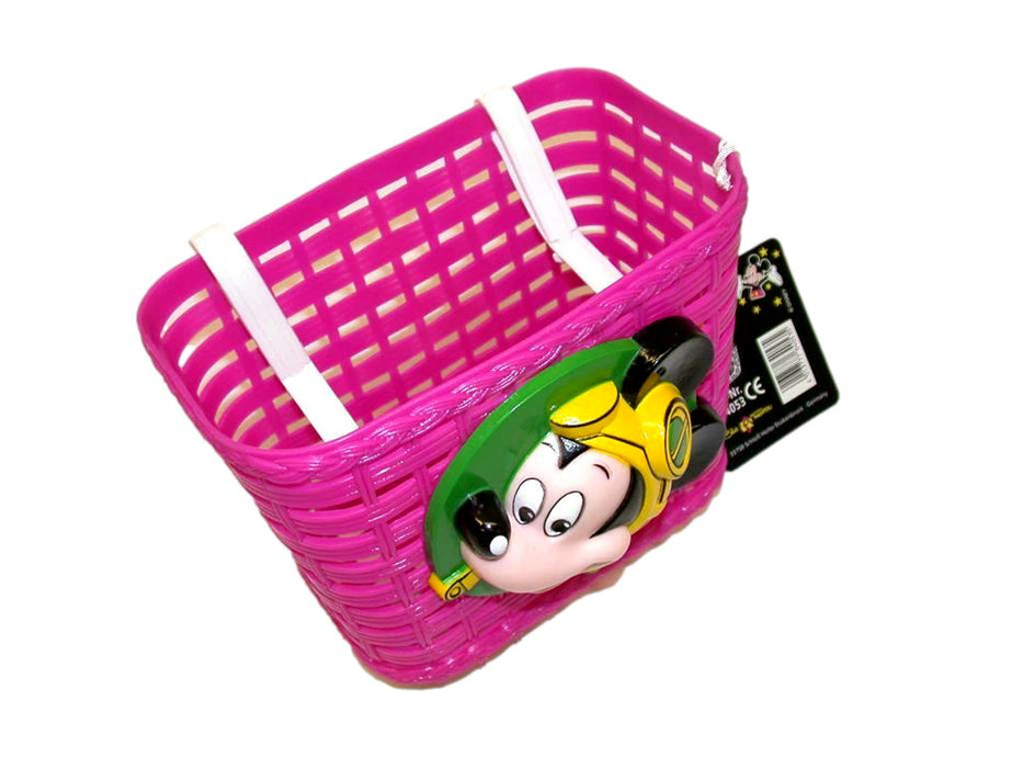MICKEY MOUSE CHILDS BIKE BASKET GREAT GIRLS IDEAL PRESENT PINK NEW