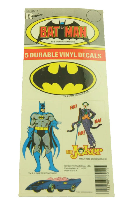 5 Piece Batman Vinyl Decal Sticker (Transfer) Made In The 1980’s Collectors Item