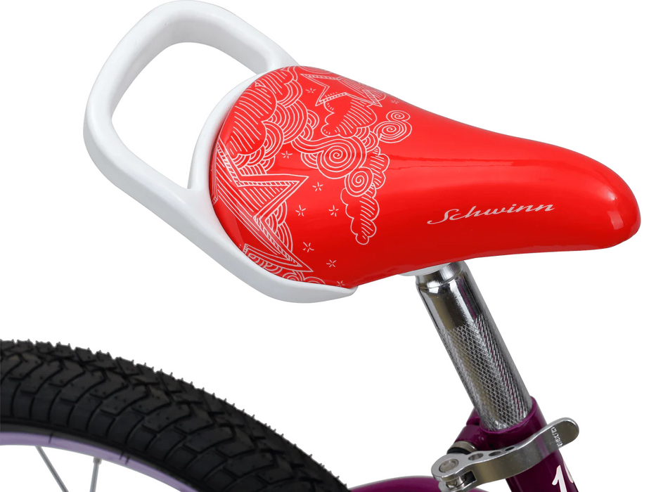 Schwinn Elm 16" Wheel Purple / Red Kids Bike With Stabilisers