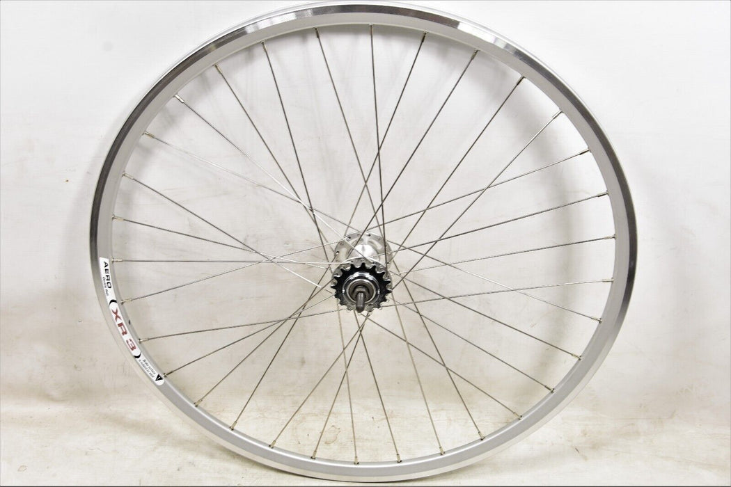 Rear Flip Flop Wheel 700c 622 - 13 Fixie Dual Wall Exal Rim Large Flange Silver