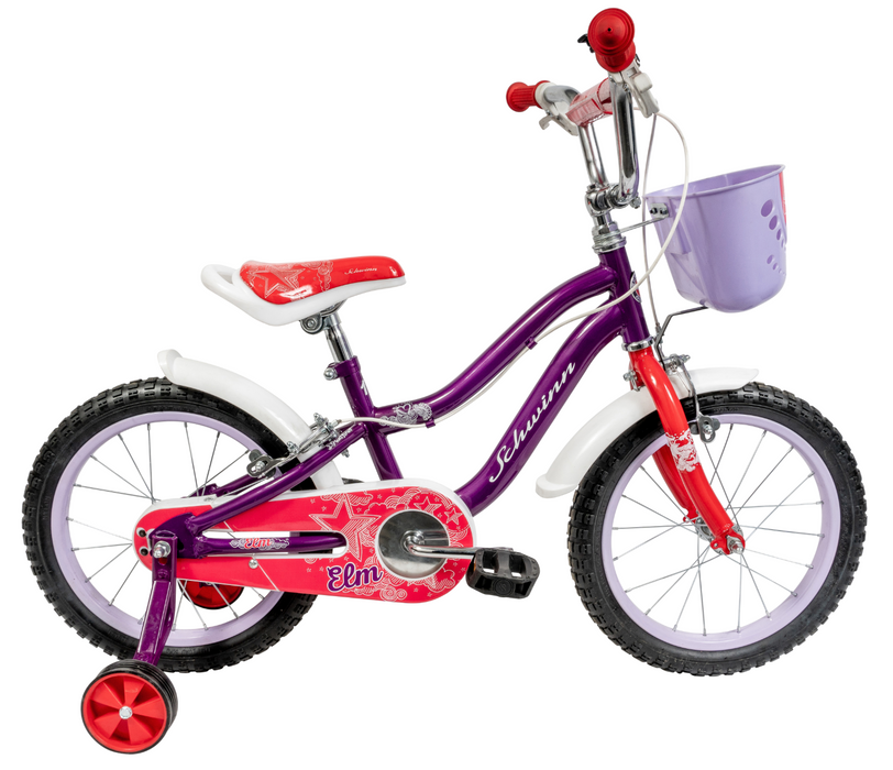 Schwinn Elm 16 Wheel Purple Red Kids Bike With Stabilisers