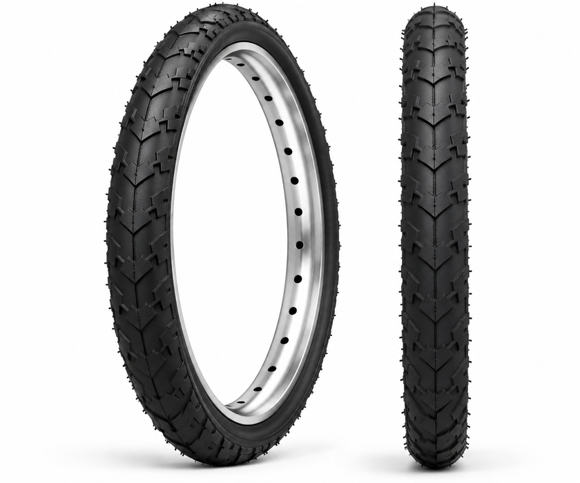 18 x 1.75 (47-355) Black Childrens BMX / MTB Tractor Tread Bike Tyre Or Tubes