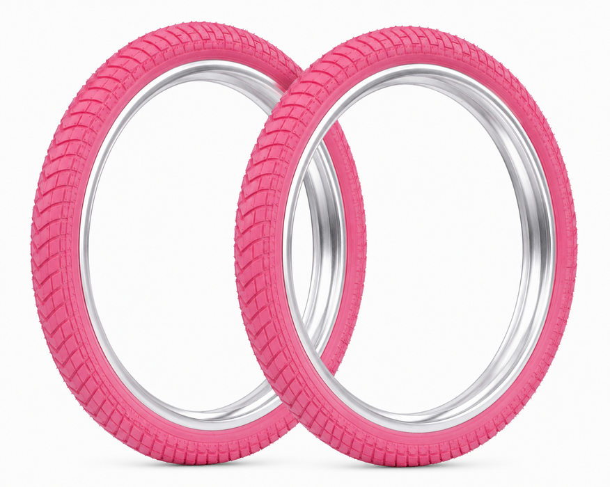 20 x 1.95 (407-406) Pink BMX Bike / Freestyler Semi Slick Tyre Or Tubes