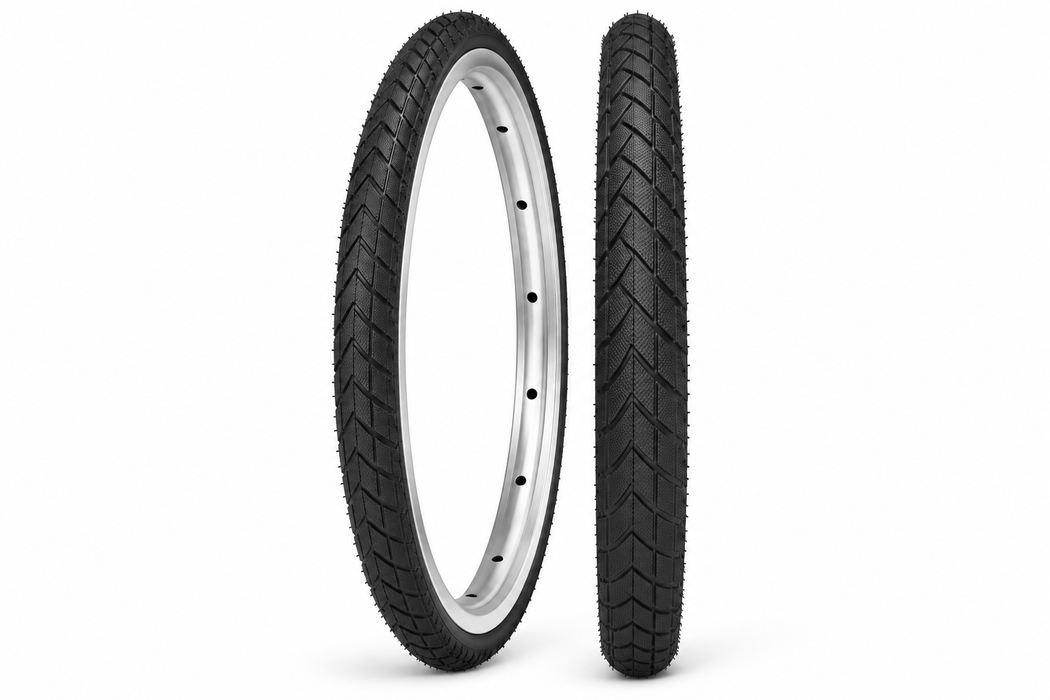 20 x 1.95 (47-406) Black BMX Bike / Freestyler Semi Slick Tyre Or Tubes