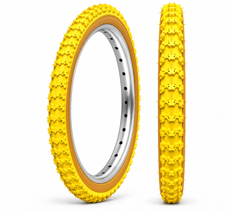 Pair 20 X1.75 Yellow Amberwall Comp Iii  BMX Tyres Raleigh Burner Old School