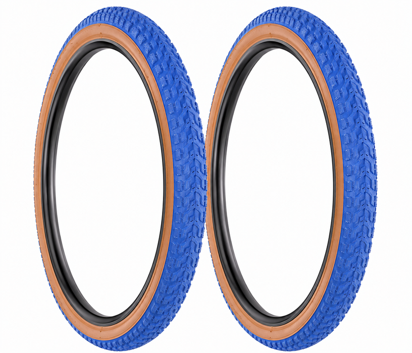 Snakebelly 20 x 2.125 Old School BMX Bike "Snake Belly" Tyre Blue Amberwall