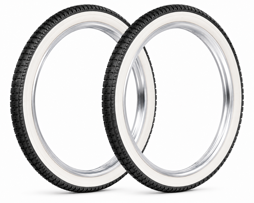 Pair 24 x 1 3/8” (37-540) Vintage Junior Racing Bike Tyres  Whitewall Roadster