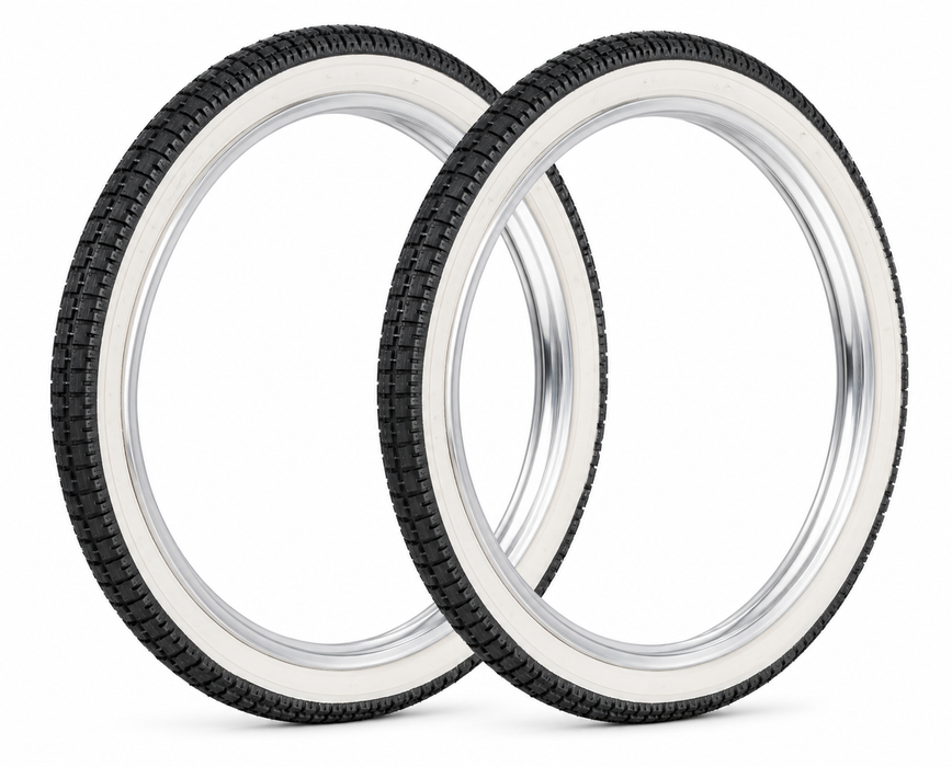 24 x1 3/8” (37-540) Vintage Junior Racing Bike Tyres  Whitewall Centre Line