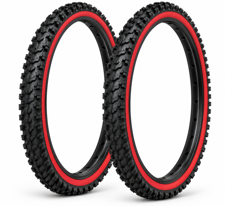 MTB Tyre 26 x 1.95 (52 - 559) Red Sidewall Mountain Bike All Terrain Tread