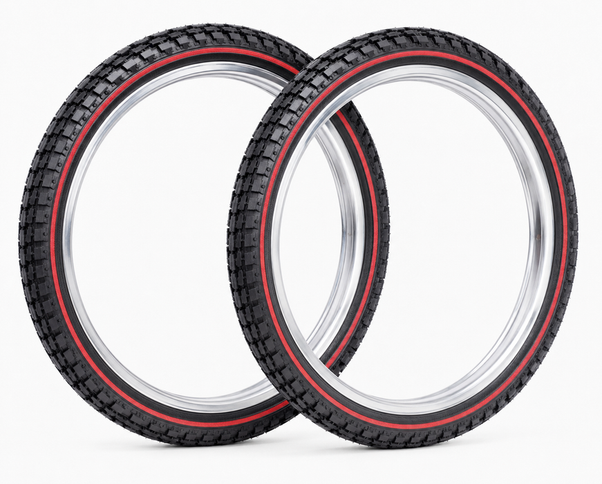 28 x 1 1/2 (40-635) Black Tyres Heavy Roadster Tread For Vintage Bikes Redline