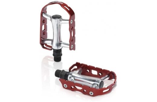 Pair XLC Ultra light Low Profile Red Alloy Cage Mountain Bike Pedals 9/16"