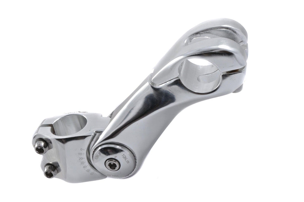 ALLOY ADJUSTABLE RAISE OR LOWER AHEAD HANDLEBAR STEM 25.4mm POLISHED SILVER