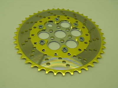 OLD SCHOOL BMX 44 TEETH CHAINRING VERY SPECIAL UNIQUE GOLD 80'S MADE