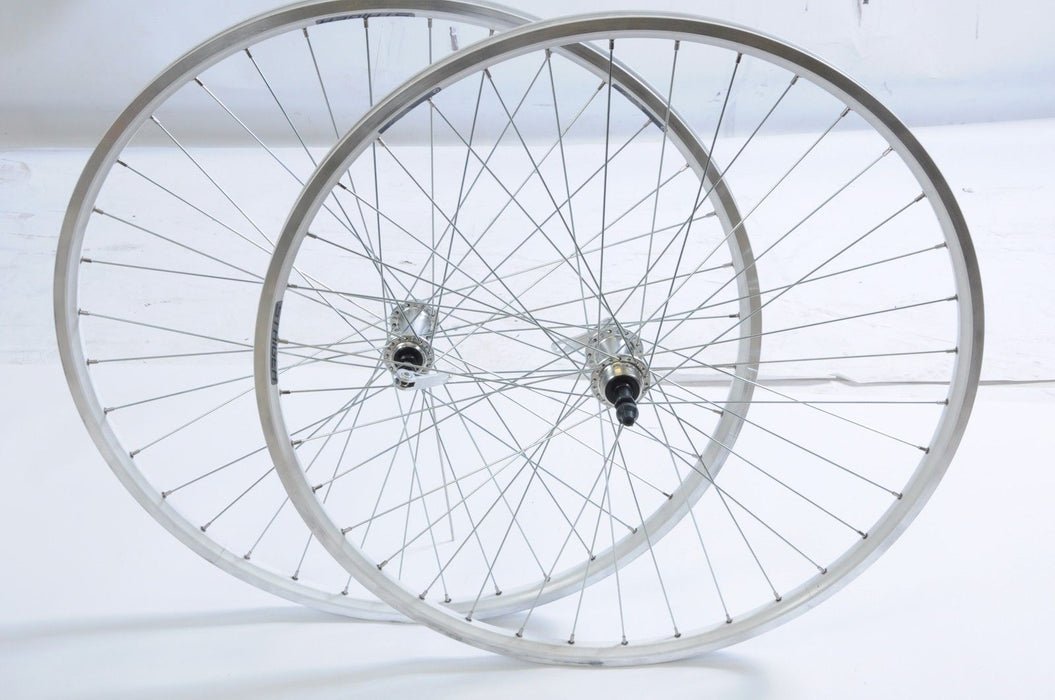 700c WHEELS 5, 6 7 SPEED DOUBLE WALL WHITE RIM QUICK RELEASE HUBS 130mm O.L.D