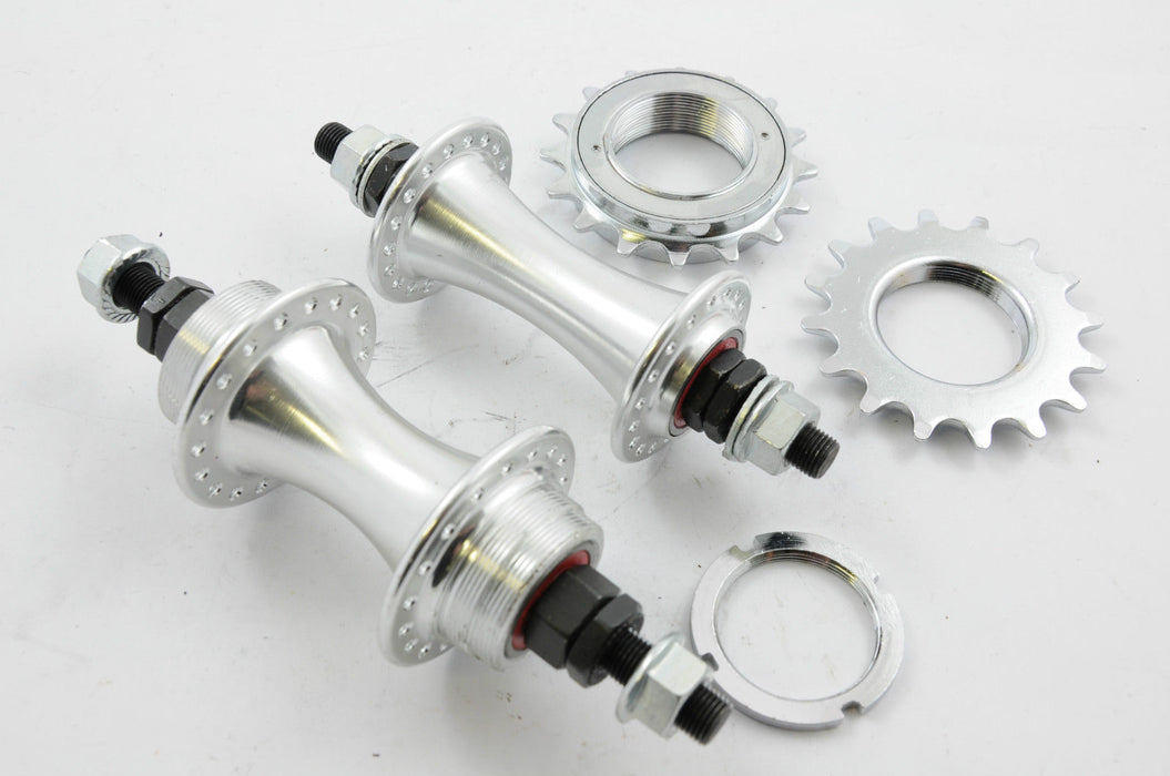 FLIP FLOP ALLOY FRONT AND REAR HUB SET SEALED BEARINGS FIXIE BIKE WITH SPROCKETS