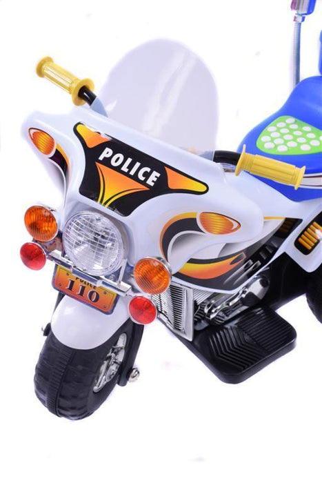ELECTRIC KIDDIES RIDE ON 3 WHEEL POLICE MOTORCYCLE 20watt  BATTERY MOTOR WHITE