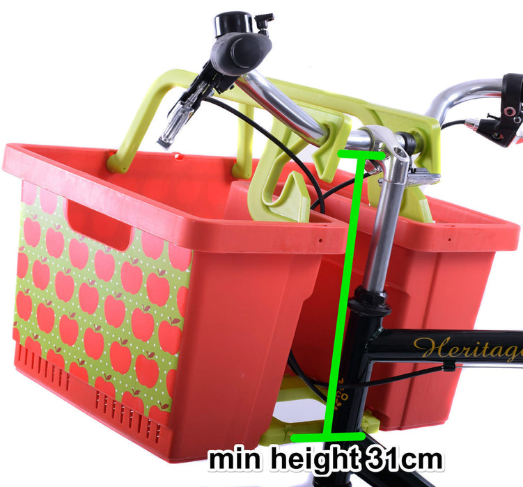 TRENDY APPLE BIKE SHOPPING BASKET EASY FITTING ON TO YOUR CYCLE HANDLEBAR SALE