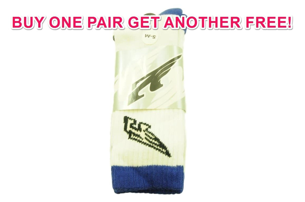 Mens Crew Length 6- 8 Blue- White Arnette Sports Socks Buy One Pair Get One Free
