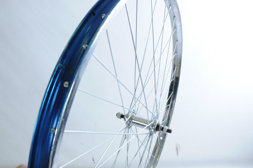 26 x 1 3/8 FRONT WHEEL VINTAGE ROADSTER BIKE WESTRICK CHROME RIM ROD OR ...