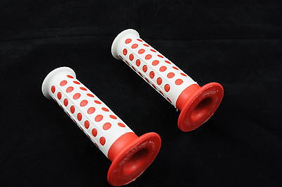 OLD SCHOOL BMX OAKLEY F1 FUAN “STYLE" 80's MADE HANDLEBAR GRIPS RED DOT & WHITE