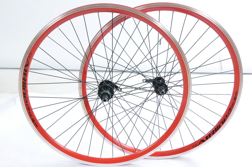 PAIR 26" 8 or 9 CASSETTE MTB SPECIAL WHEELS RED AIRLINE DUAL WALL RIM (559x21c)