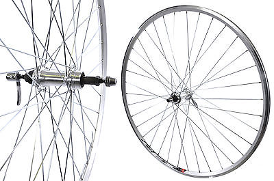 PAIR 700c (622 x 13) ROAD BIKE RACER WHEELS SILVER ALLOY QR HUBS MULTI