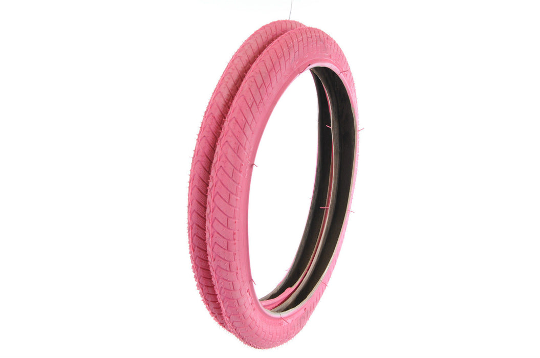 PAIR (2) 20x1.95 FREESTYLE BMX TYRES IN PINK SUIT 20x1.75 AS WELL REDUCED PRICE