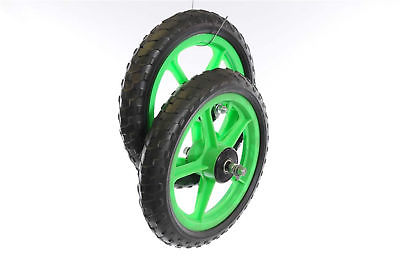 TWO FRONT 12" (300mm) GREEN MAG WHEELS FOR SCOOTERS,TROLLEYS, GO KARTS ETC