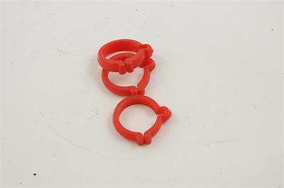 3 x VINTAGE BICYCLE 1"(25.4mm) PLASTIC BIKE BRAKE CABLE CLIPS 80's MADE. RED