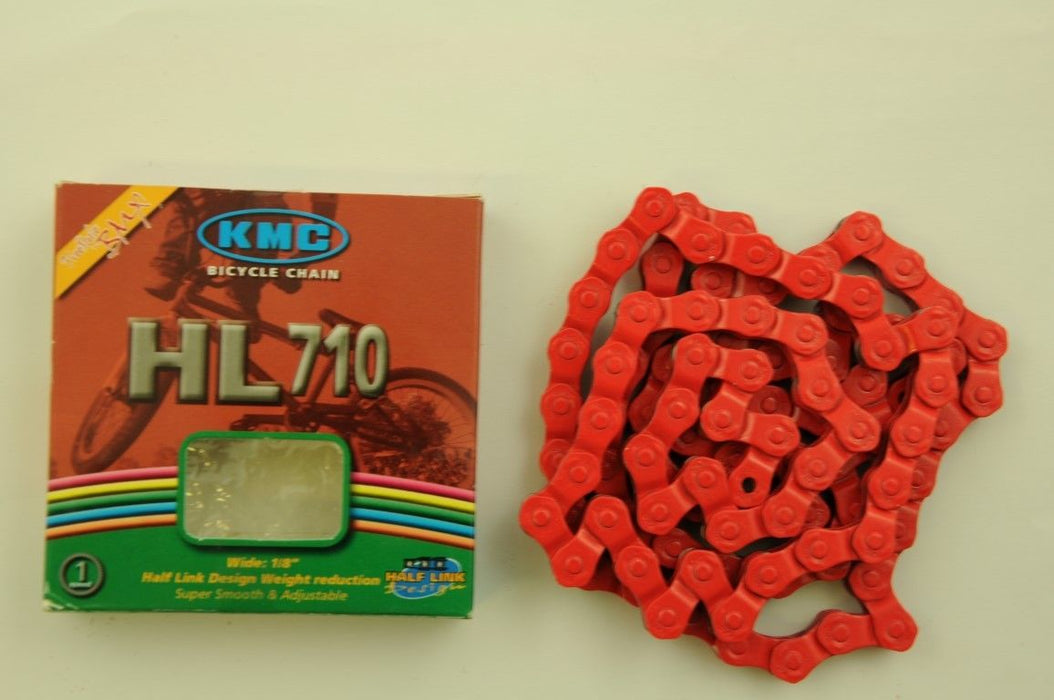 RED HIGH QUALITY HALF LINK CHAIN KMC KOOL HL710 BMX-FIXIE 1-2"x 1-8, 66% OFF