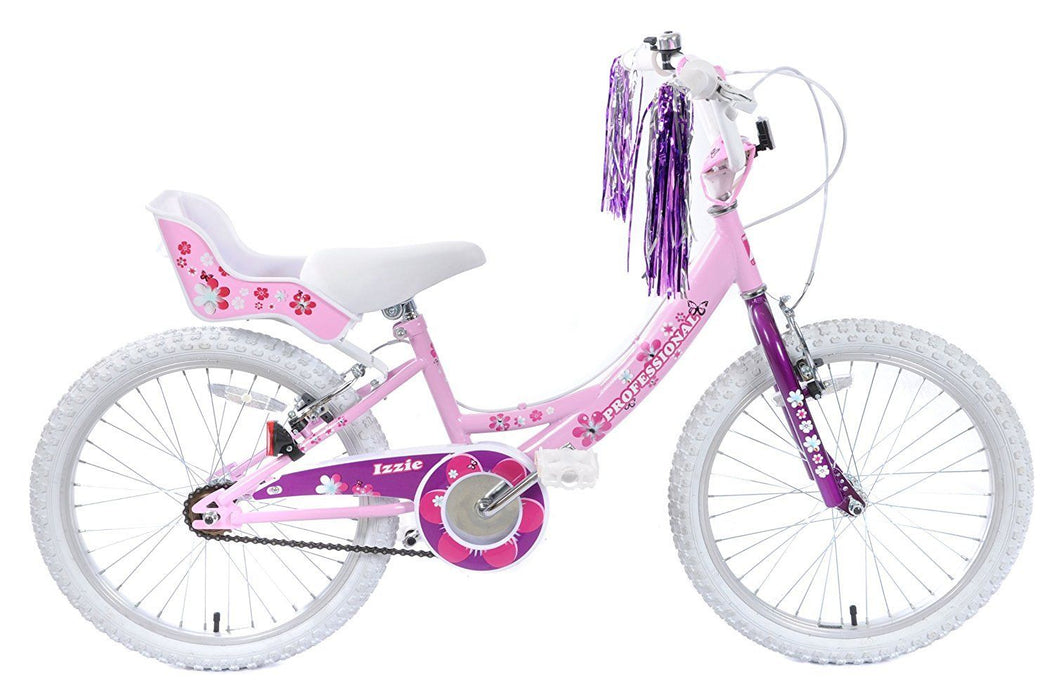 GIRLIE BIKE IZZIE 18" WHEEL BMX STYLE, DOLLY SEAT, STREAMERS, PINK IDEAL PRESENT