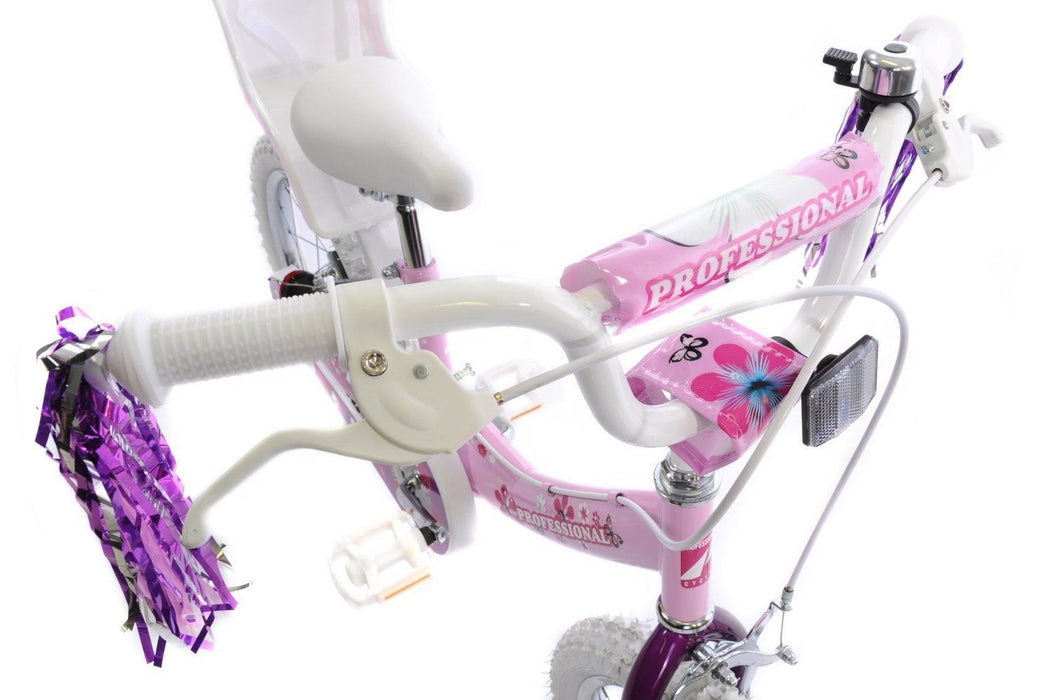 GIRLIE BIKE IZZIE 18" WHEEL BMX STYLE, DOLLY SEAT, STREAMERS, PINK IDEAL PRESENT