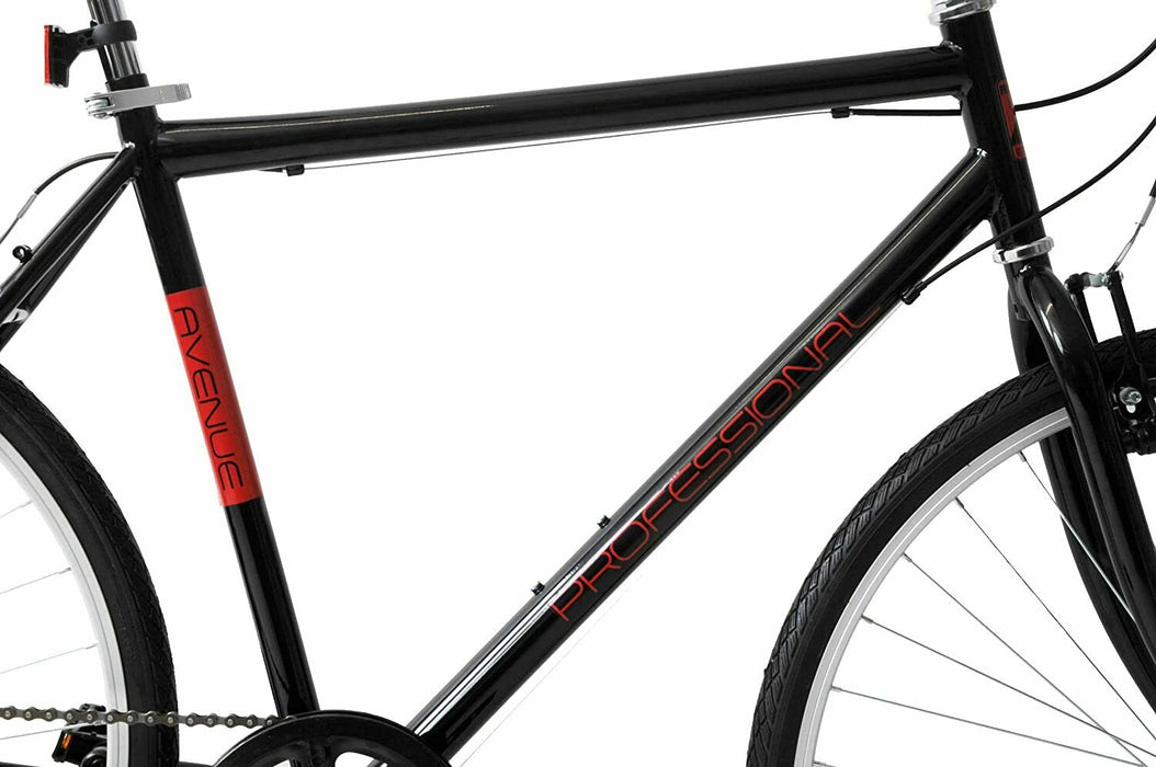 Bargain Price Mens Hybrid Trekking Bike Avenue 700c Wheel 21" Frame Touring Gents Bike 6 Speed Black With Red Decals
