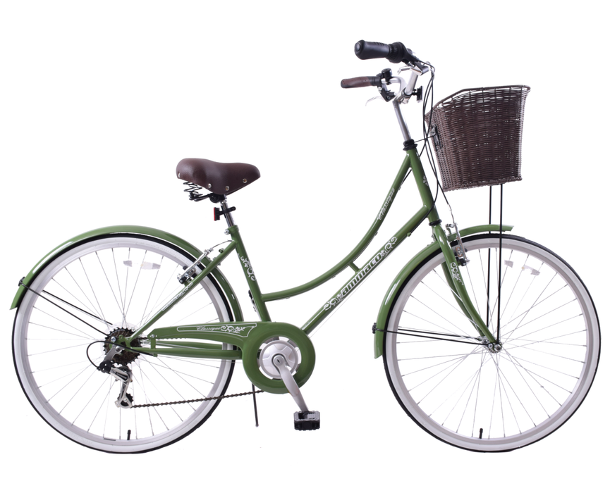 Ladies Lifestyle Bike Classique 26" Wheel Basket Green 16" Frame
