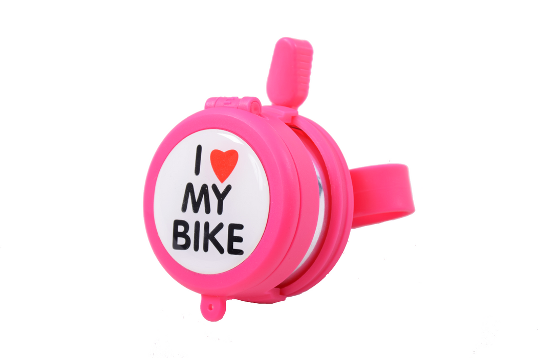Oxford I Love My Bike Bell With Flip Up Mirror - Bright Pink Kids Bicycle Bell