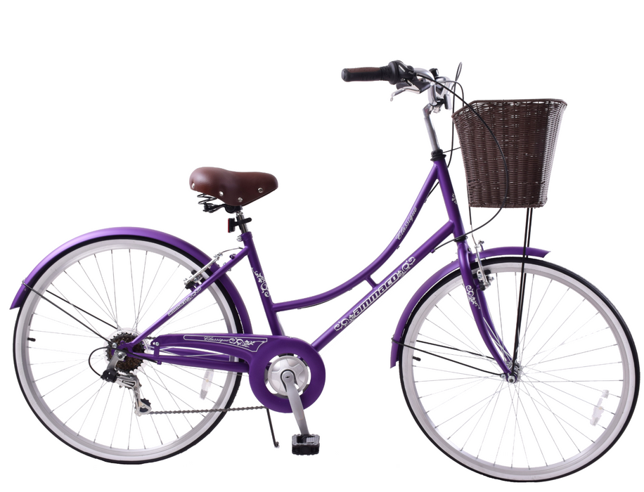 Ladies Lifestyle Bike Classique 26" Wheel Basket Purple 19" Frame