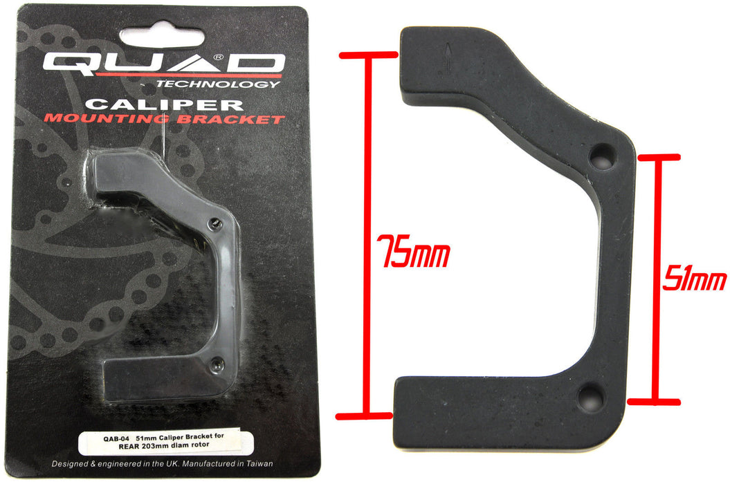 QUAD DISC BRAKE CALIPER MOUNT 51mm 75mm 203mm REAR DISC ROTOR QAB04 50% OFF RRP