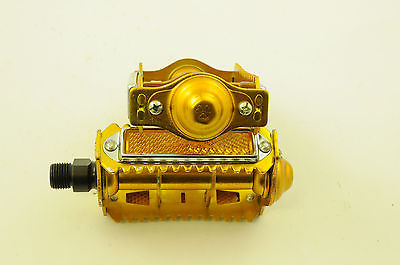 OLD SCHOOL BMX TTK PEDALS 9-16" GOLD FINISH RAT TRAP+ GREAT FOR MTB FIXIE RACER