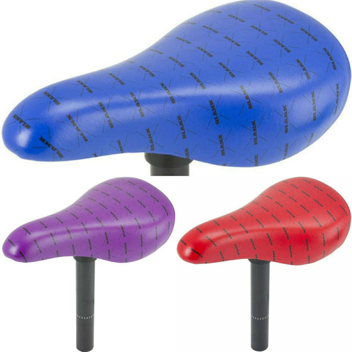 Blank Value BMX Fat Seat & Seatpost 25.4mm Combo – Blue, Purple Or Red