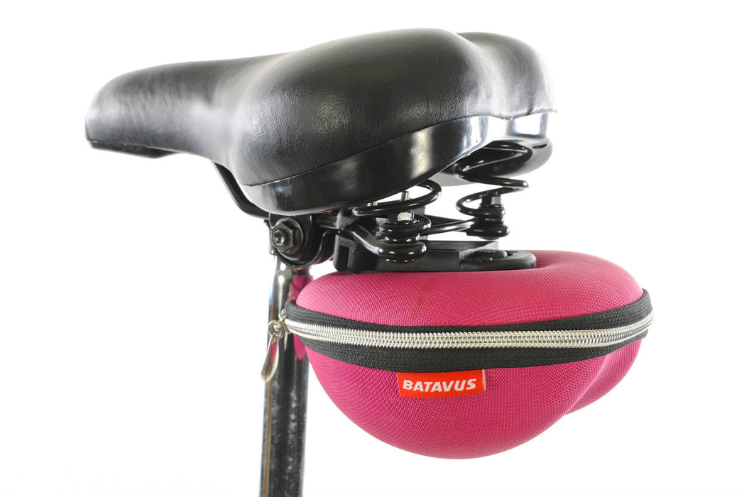 BATAVUS LARGE PINK QUICK RELEASE CLAMSHELL CYCLE CLIP ON SADDLE STASH BAG