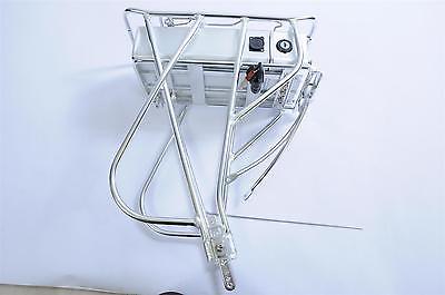 E BIKE DOUBLE DECK 36V LITHIUM ALLOY BATTERY & CARRIER SPRUNG RACK COMPLETE NOS