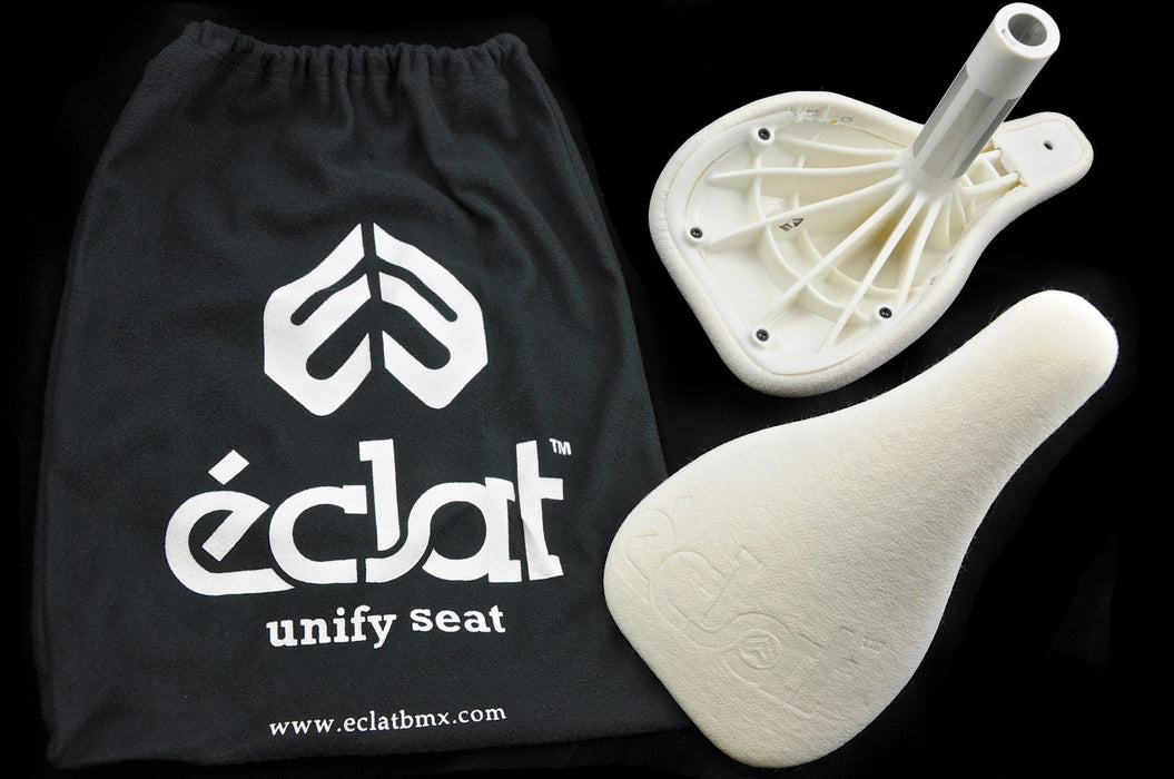 ECLAT UNIFY SEAT LIGHTWEIGHT SADDLE PADDED WHITE+BUILT IN 25.4 SEATPOST